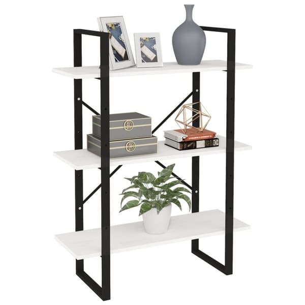 vidaXL bogreol med 3 hylder 80x30x105 cm massivt fyrretræ hvid -  Bogskabe & reoler