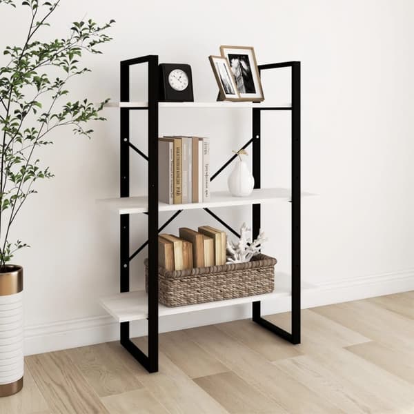 vidaXL bogreol med 3 hylder 80x30x105 cm massivt fyrretræ hvid -  Bogskabe & reoler