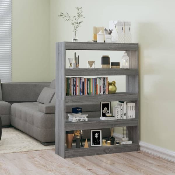 vidaXL bogreol/rumdeler 100x30x135 cm grå sonoma-eg - Bogskabe & reoler