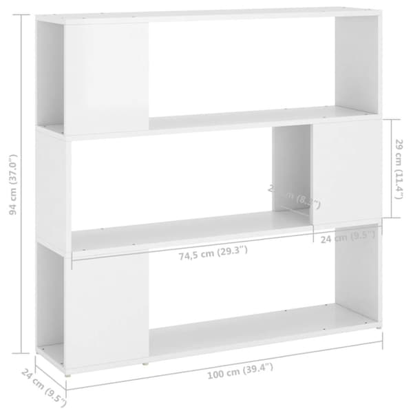 vidaXL bogskab/rumdeler 100x24x94 cm spånplade hvid højglans - Bogskabe & reoler