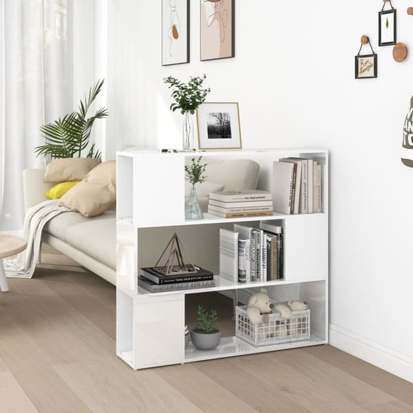 vidaXL bogskab/rumdeler 100x24x94 cm spånplade hvid højglans -  Bogskabe & reoler