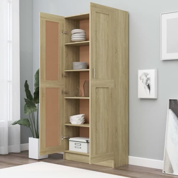 vidaXL bogskab 82,5x30,5x185,5 cm spånplade sonoma-eg - Bogskabe & reoler
