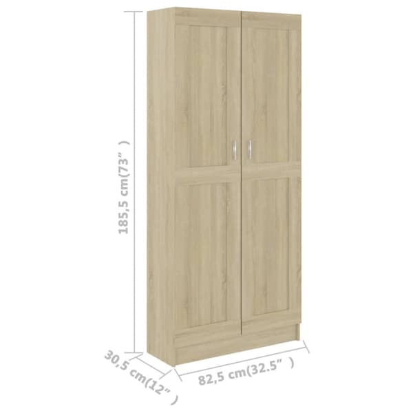 vidaXL bogskab 82,5x30,5x185,5 cm spånplade sonoma-eg - Bogskabe & reoler