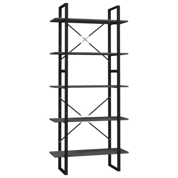 vidaXL bogreol med 5 hylder 80x30x175 cm fyrretræ grå -  Bogskabe & reoler