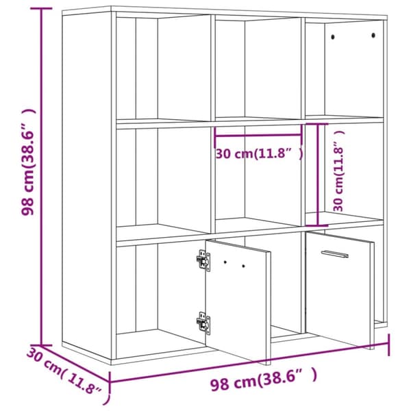 vidaXL bogreol 98x30x98 cm brun egetræsfarve - Bogskabe & reoler