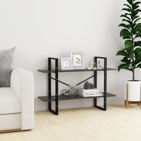 vidaXL bogreol med 2 hylder 100x30x70 cm konstrueret træ grå -  Bogskabe & reoler