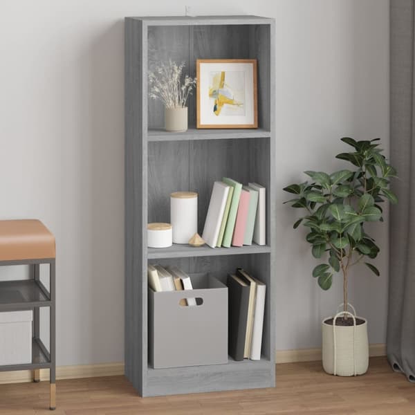 vidaXL 3-tasoinen Kirjahylly harmaa Sonoma 40x24x109 cm tekninen puu -  Kirjahyllyt