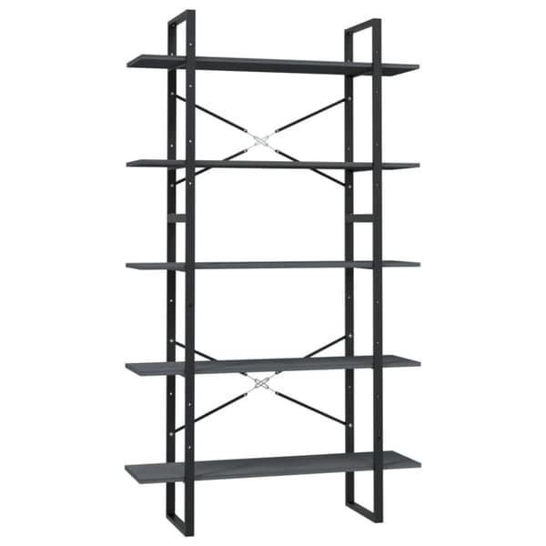 vidaXL bogreol med 5 hylder 100x30x175 cm fyrretræ grå -  Bogskabe & reoler