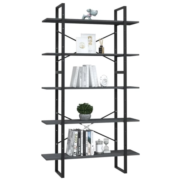 vidaXL bogreol med 5 hylder 100x30x175 cm fyrretræ grå -  Bogskabe & reoler