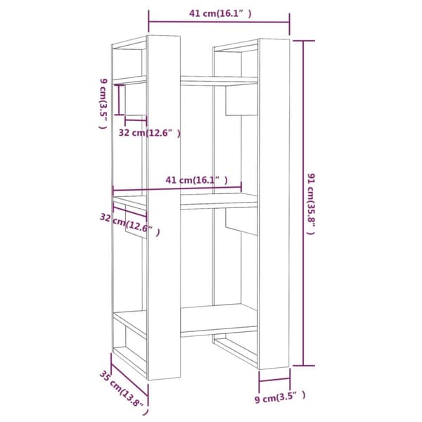 vidaXL bogreol/rumdeler 41x35x91 cm massivt fyrretræ sort -  Bogskabe & reoler