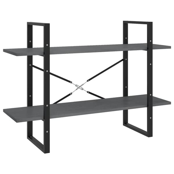 vidaXL bogreol med 2 hylder 100x30x70 cm massivt fyrretræ grå -  Bogskabe & reoler