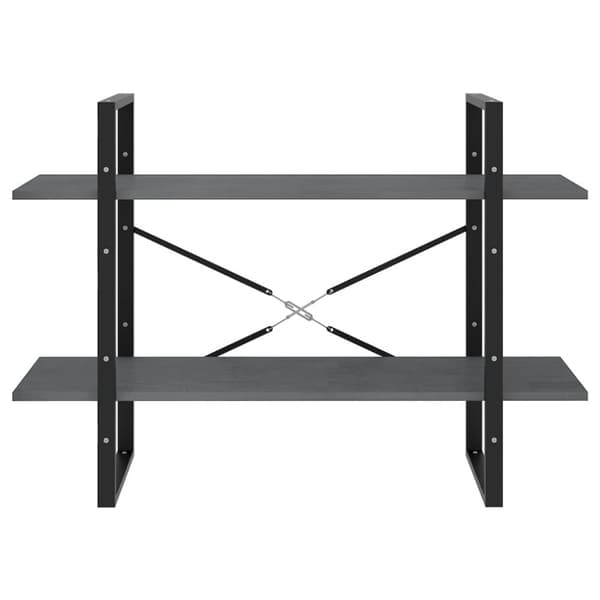 vidaXL bogreol med 2 hylder 100x30x70 cm massivt fyrretræ grå -  Bogskabe & reoler