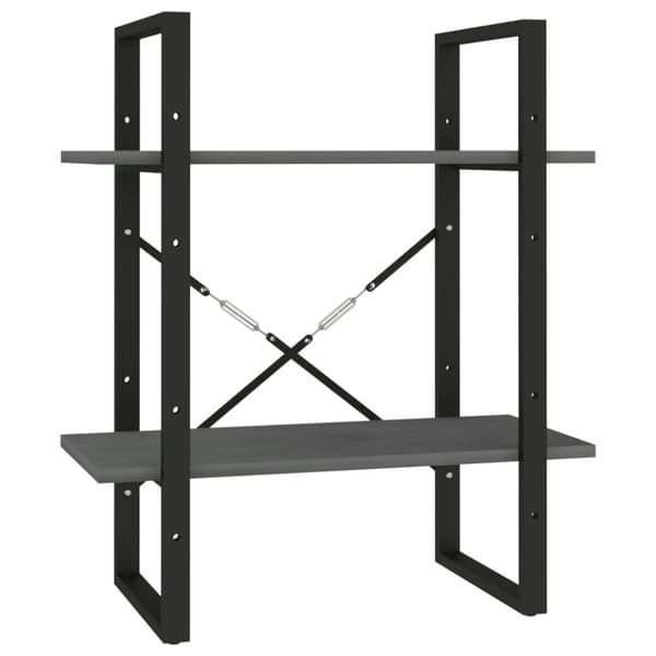 vidaXL bogreol med 2 hylder 60x30x70 cm massivt fyrretræ grå -  Bogskabe & reoler