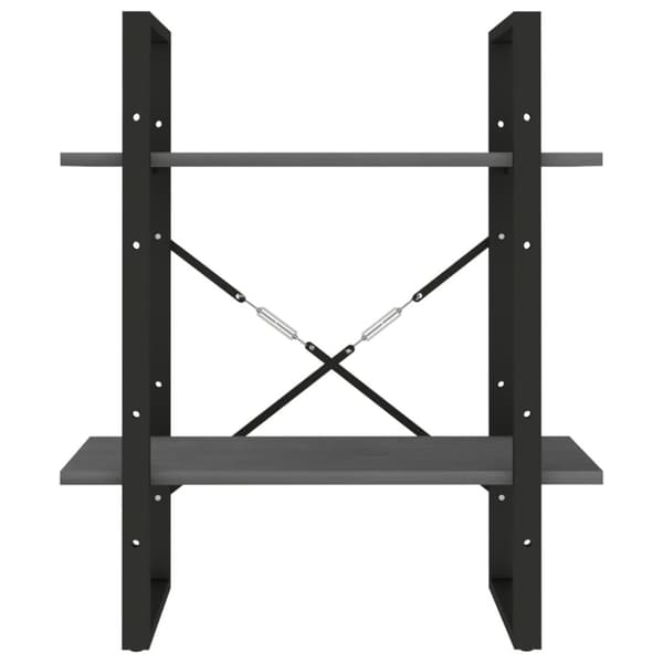 vidaXL bogreol med 2 hylder 60x30x70 cm massivt fyrretræ grå -  Bogskabe & reoler