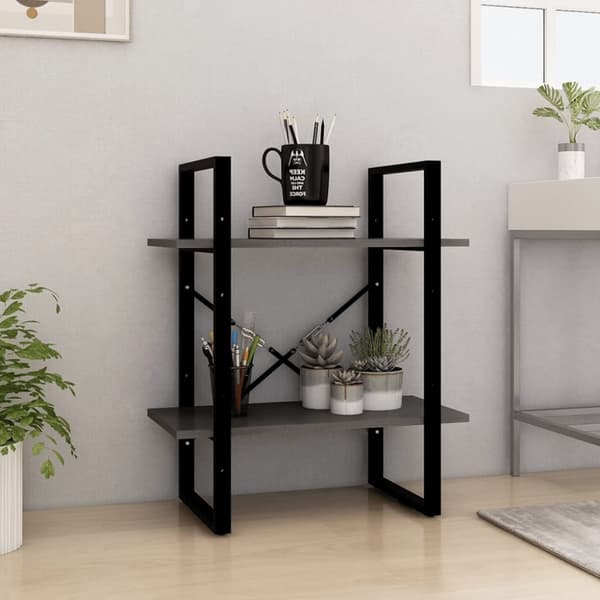 vidaXL bogreol med 2 hylder 60x30x70 cm massivt fyrretræ grå -  Bogskabe & reoler