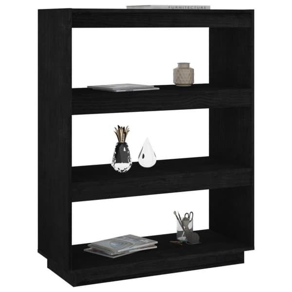 vidaXL bogreol/rumdeler 80x35x103 cm massivt fyrretræ sort -  Bogskabe & reoler