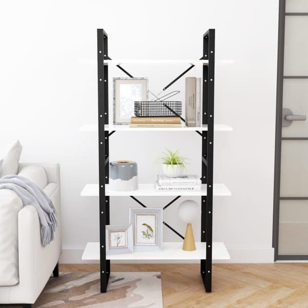 vidaXL bogreol med 4 hylder 80x30x140 cm spånplade hvid -  Bogskabe & reoler