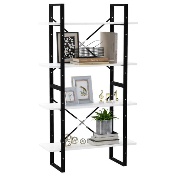 vidaXL bogreol med 4 hylder 80x30x140 cm spånplade hvid -  Bogskabe & reoler