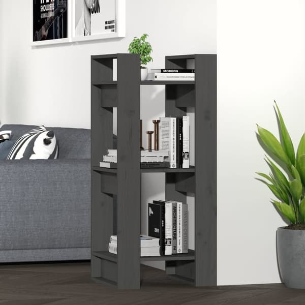 vidaXL bogreol/rumdeler 41x35x91 cm massivt fyrretræ grå -  Bogskabe & reoler