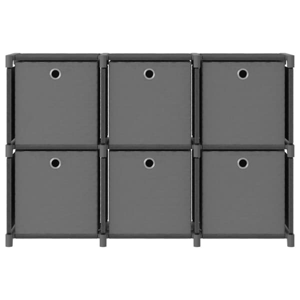 vidaXL reol med 6 rum og kasser 103x30x72,5 cm stof grå -  Bogskabe & reoler