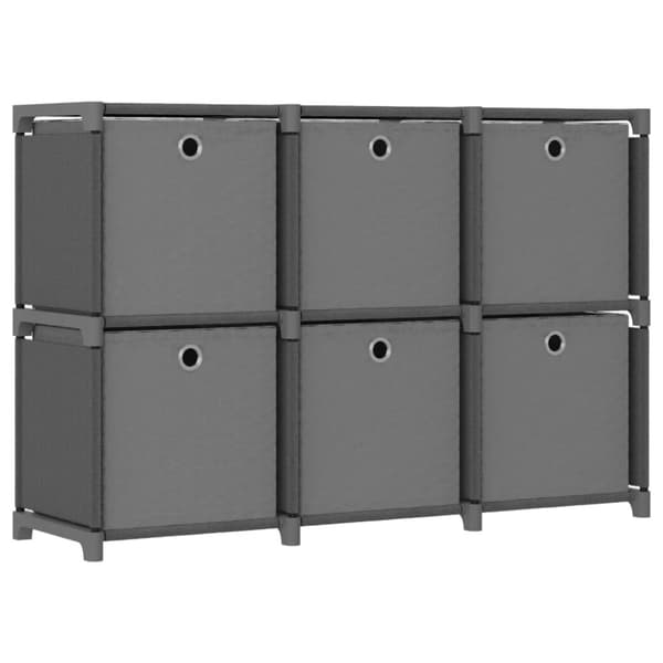 vidaXL reol med 6 rum og kasser 103x30x72,5 cm stof grå -  Bogskabe & reoler
