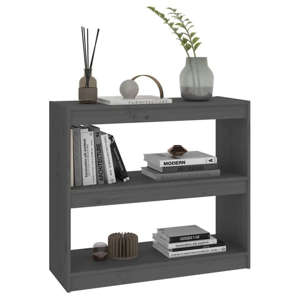 vidaXL bogreol/rumdeler 80x30x71,5 cm massivt fyrretræ grå -  Bogskabe & reoler