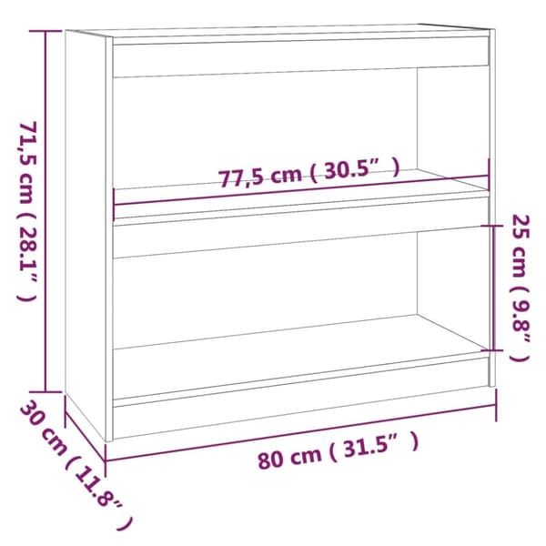 vidaXL bogreol/rumdeler 80x30x71,5 cm massivt fyrretræ grå -  Bogskabe & reoler