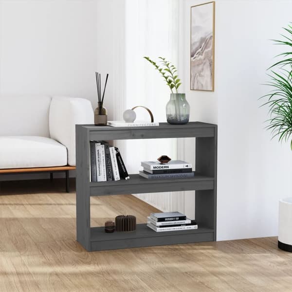 vidaXL bogreol/rumdeler 80x30x71,5 cm massivt fyrretræ grå -  Bogskabe & reoler