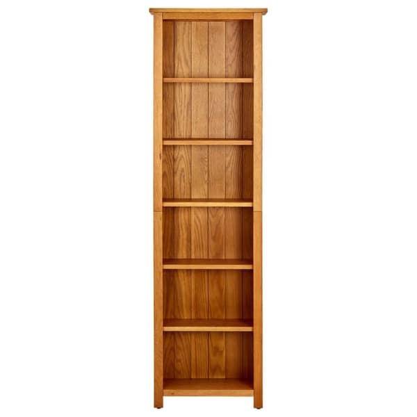 vidaXL bogreol med 6 hylder 52x22x180 cm massivt egetræ - Bogskabe & reoler