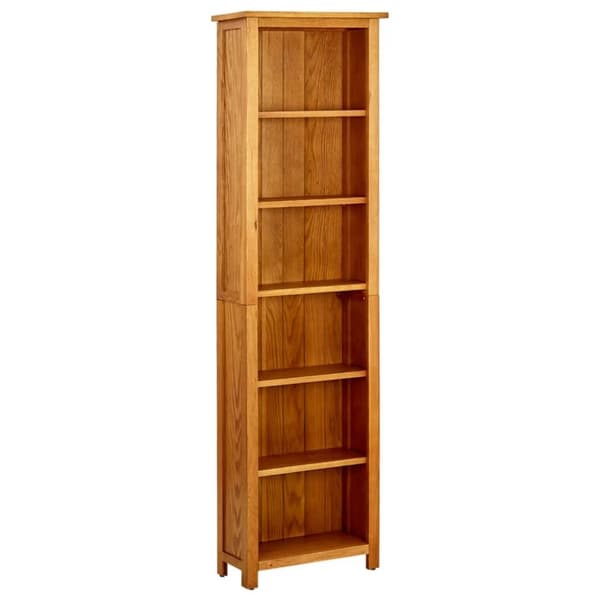 vidaXL bogreol med 6 hylder 52x22x180 cm massivt egetræ - Bogskabe & reoler