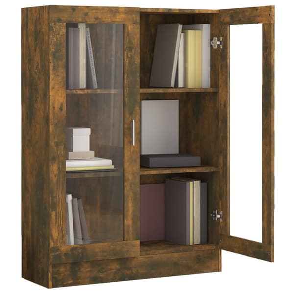 vidaXL vitrineskab 82,5x30,5x115 cm konstrueret træ røget egetræ -  Bogskabe & reoler