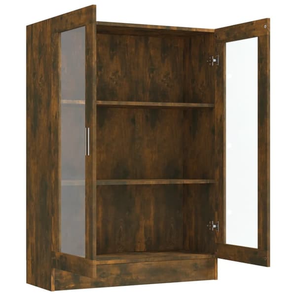 vidaXL vitrineskab 82,5x30,5x115 cm konstrueret træ røget egetræ -  Bogskabe & reoler