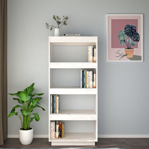 vidaXL bogreol/rumdeler 60x35x135 cm massivt fyrretræ hvid -  Bogskabe & reoler