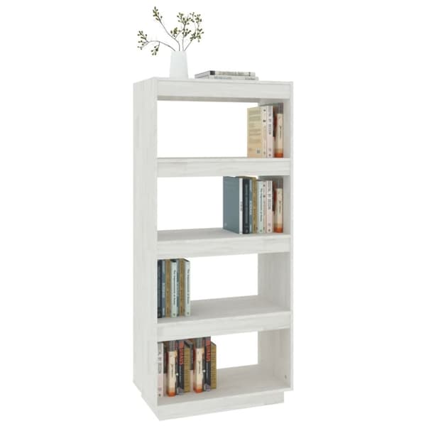 vidaXL bogreol/rumdeler 60x35x135 cm massivt fyrretræ hvid -  Bogskabe & reoler