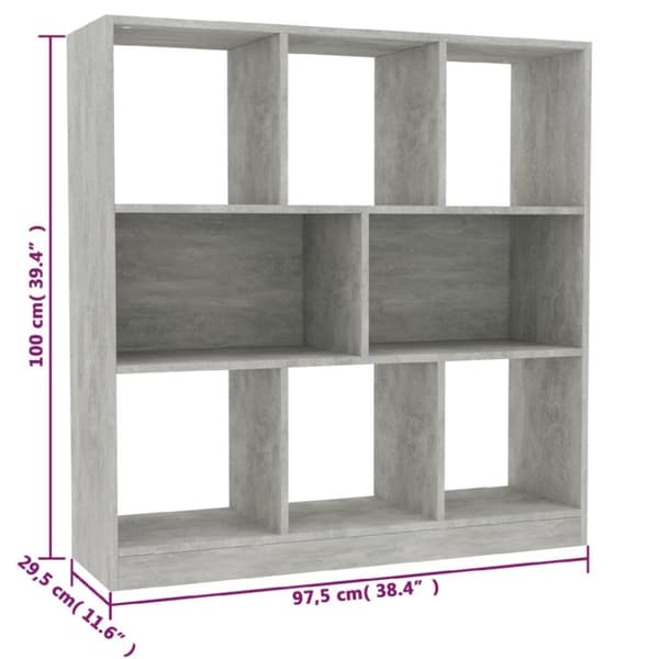 vidaXL bogreol 97,5x29,5x100 cm konstrueret træ betongrå - Bogskabe & reoler