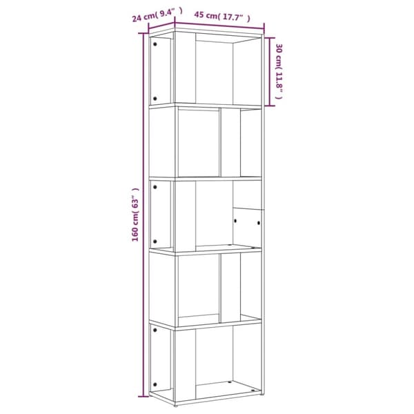 vidaXL Kirjahylly harmaa Sonoma 45x24x160 cm tekninen puu - Kirjahyllyt