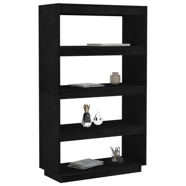vidaXL bogreol/rumdeler 80x35x135 cm massivt fyrretræ sort -  Bogskabe & reoler