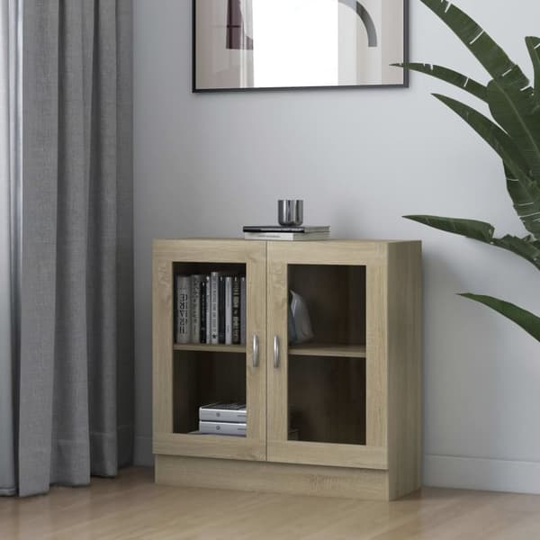 vidaXL Vitrinskåp sonoma-ek 82,5x30,5x80 cm konstruerat trä -  Bokhyllor & fristående hyllor
