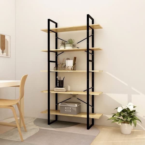 vidaXL bogreol med 5 hylder 100x30x175 cm massivt fyrretræ -  Bogskabe & reoler