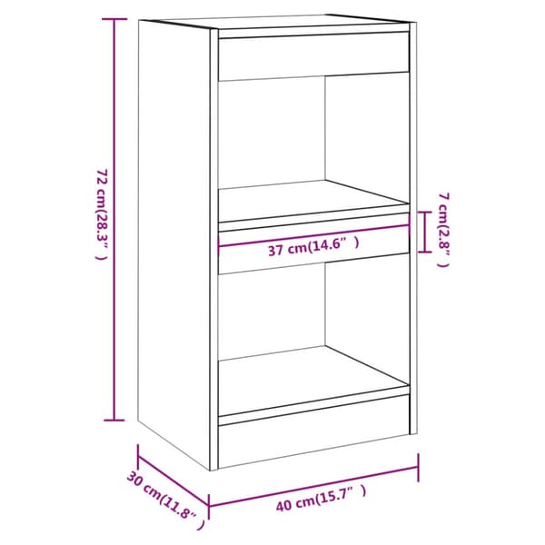 vidaXL bogreol/rumdeler 40x30x72 cm sort -  Bogskabe & reoler