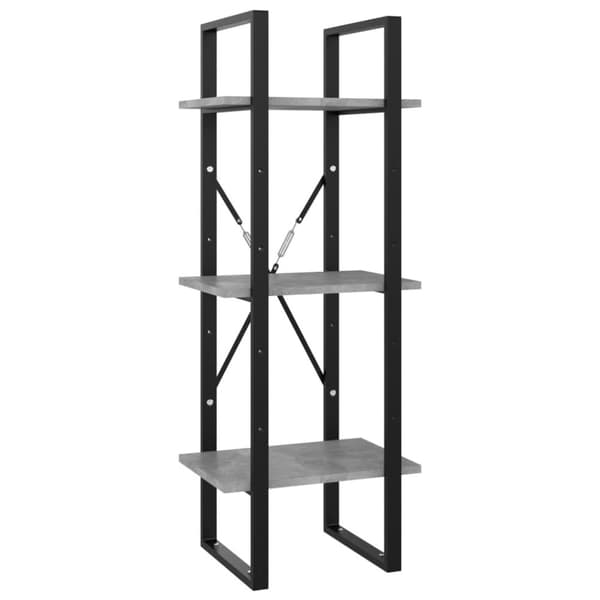 vidaXL bogreol med 3 hylder 40x30x105 cm konstrueret træ betongrå - Bogskabe & reoler