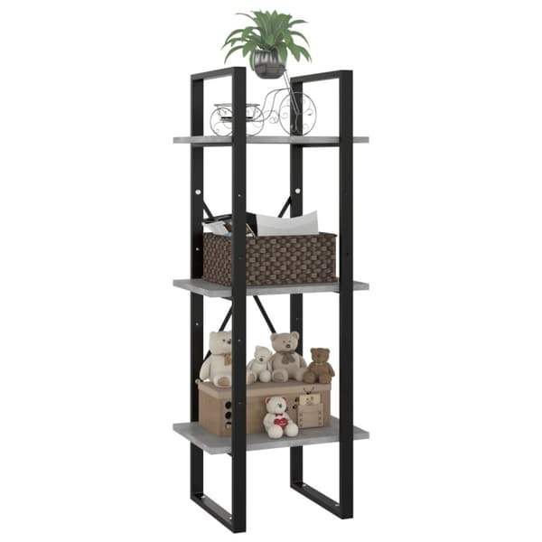 vidaXL bogreol med 3 hylder 40x30x105 cm konstrueret træ betongrå -  Bogskabe & reoler