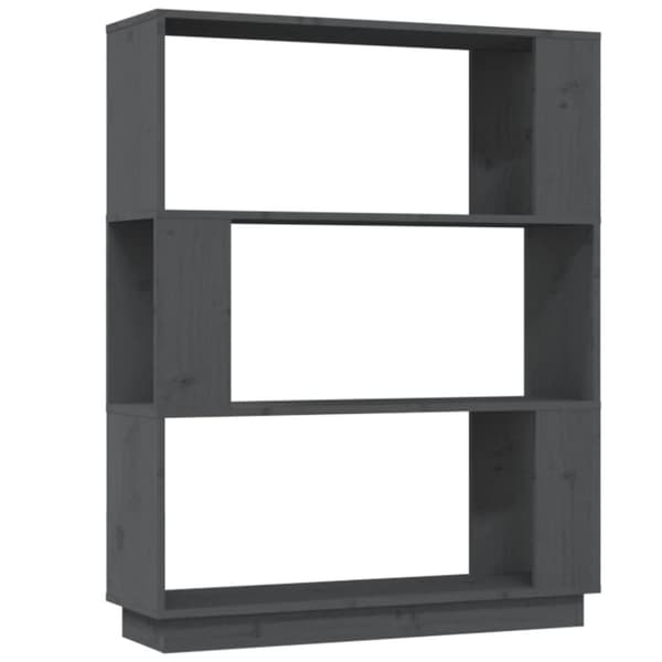 vidaXL bogreol/rumdeler 80x25x101 cm massivt fyrretræ grå - Bogskabe & reoler