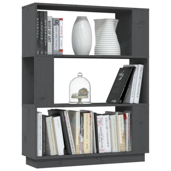 vidaXL bogreol/rumdeler 80x25x101 cm massivt fyrretræ grå - Bogskabe & reoler