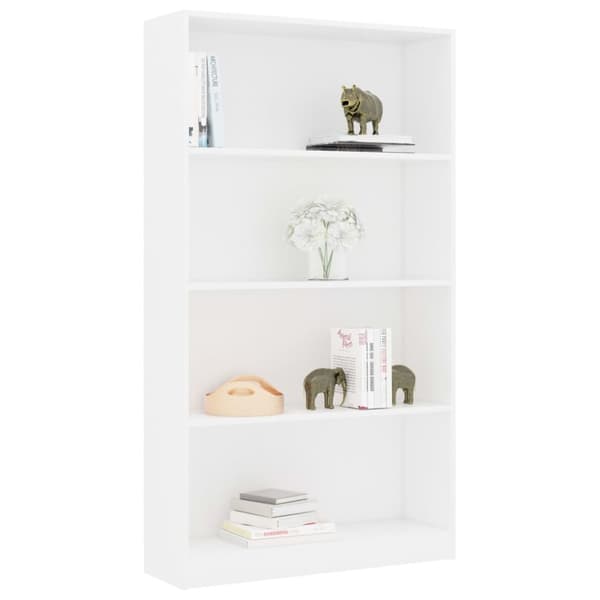 vidaXL bogreol med 4 hylder 80x24x142 cm konstrueret træ hvid -  Bogskabe & reoler