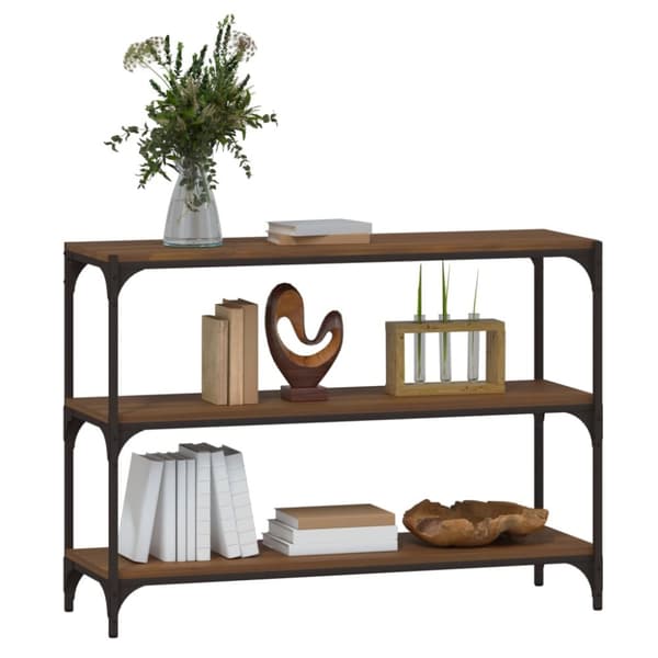 vidaXL bogreol 100x33x70,5 cm konstrueret træ og stål brunt egetræ - Bogskabe & reoler