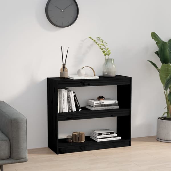 vidaXL Kirjahylly/tilanjakaja musta 80x30x71,5 cm täysi mänty - Kirjahyllyt