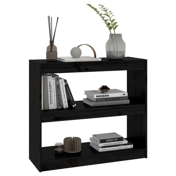 vidaXL Kirjahylly/tilanjakaja musta 80x30x71,5 cm täysi mänty -  Kirjahyllyt