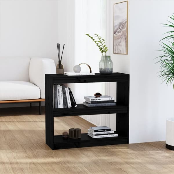 vidaXL Kirjahylly/tilanjakaja musta 80x30x71,5 cm täysi mänty - Kirjahyllyt