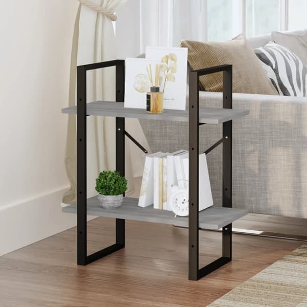 vidaXL bogreol m. 2 hylder 60x30x70 cm konstrueret træ grå sonoma -  Bogskabe & reoler